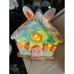 Sweet Treats LED Light Up Easter Bunny Ears Gingerbread  House 9" Pastel New